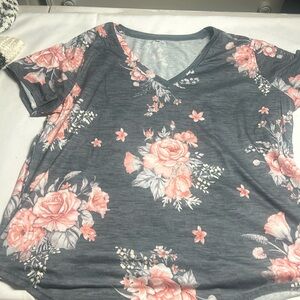 Ritera Floral Vintage Soft V Neck T-shirt